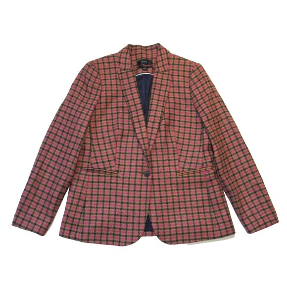 NWT J.Crew Parke Blazer in Pink Mustard Houndstooth English Moon Wool Jacket 12